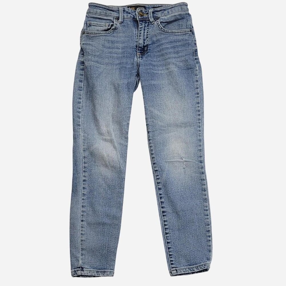 Lee Women’s 26" Mid‑Rise Distressed Skinny Ankle Blue Jeans